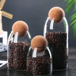Space Savvy Küche & Esszimmer-Vorratsglas aus Glas mit Korkdeckel - Home Organizer Jar
