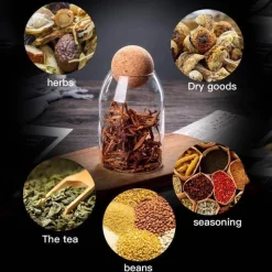 Space Savvy Küche & Esszimmer-Vorratsglas aus Glas mit Korkdeckel - Home Organizer Jar