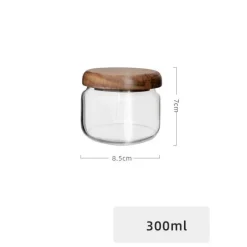 Plates u0026 More Küche & Esszimmer-Vorratsglas aus Glas mit Deckel aus Akazienholz – 300 ml Gewürzbehälter für trockene Lebensmittel