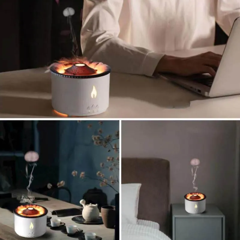 The Decor Haven Gadgets Für Zuhause|Beleuchtung-Vulkanischer Flammen-Luftbefeuchter – Aromatherapie-Nachtlampe und Luftdiffusor