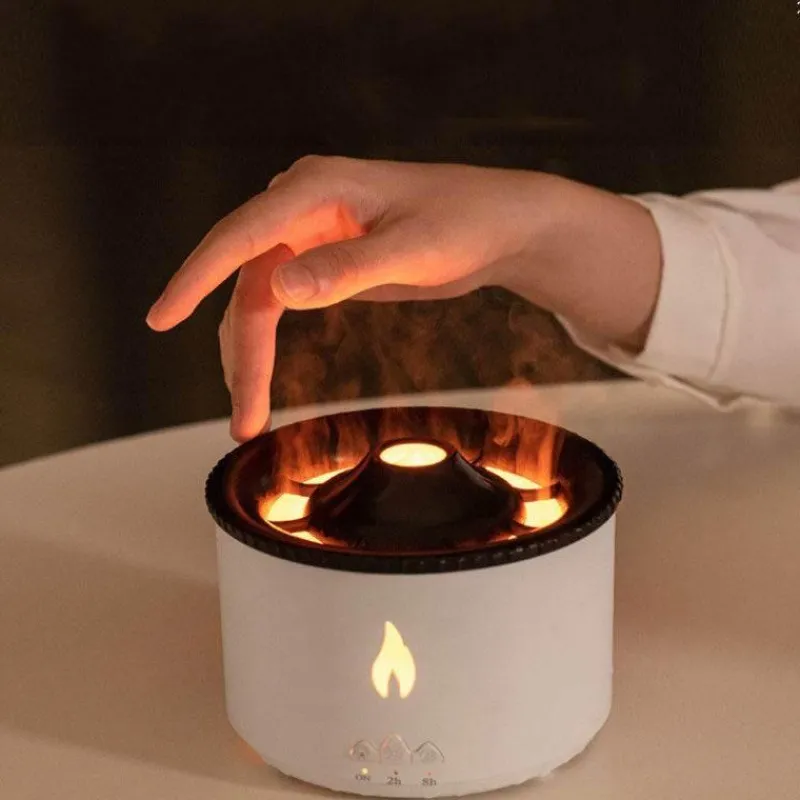 The Decor Haven Gadgets Für Zuhause|Beleuchtung-Vulkanischer Flammen-Luftbefeuchter – Aromatherapie-Nachtlampe und Luftdiffusor