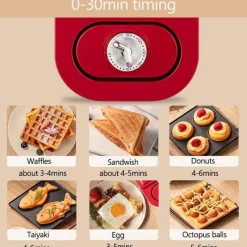 The Culinary Kit Küche & Esszimmer-Waffeleisen – Multifunktionaler Frühstückskocher