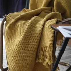 Wrap u0026 Relax Bettzeug-Waffelstrickdecke – weicher, atmungsaktiver Überwurf in Volltonfarbe für das Schlafsofa