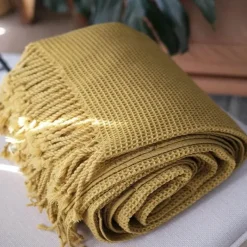 Wrap u0026 Relax Bettzeug-Waffelstrickdecke – weicher, atmungsaktiver Überwurf in Volltonfarbe für das Schlafsofa