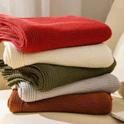 Wrap u0026 Relax Bettzeug-Waffelstrick-Wolldecke – gemütlicher, weicher und warmer Sofabezug