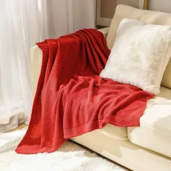 Wrap u0026 Relax Bettzeug-Waffelstrick-Wolldecke – gemütlicher, weicher und warmer Sofabezug