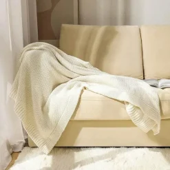 Wrap u0026 Relax Bettzeug-Waffelstrick-Wolldecke – gemütlicher, weicher und warmer Sofabezug