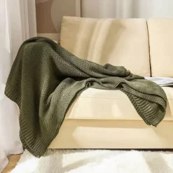 Wrap u0026 Relax Bettzeug-Waffelstrick-Wolldecke – gemütlicher, weicher und warmer Sofabezug