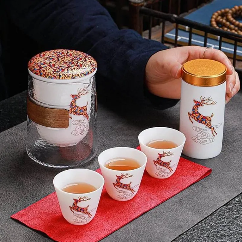 The Decor Haven Camping-Werkzeuge|Camping Im Freien-Waldhirsch-Keramik-Teeservice