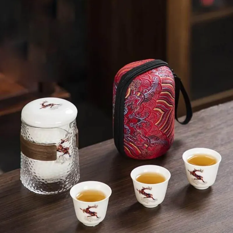 The Decor Haven Camping-Werkzeuge|Camping Im Freien-Waldhirsch-Keramik-Teeservice