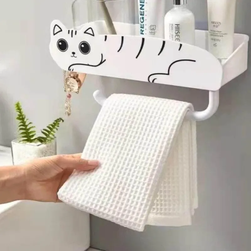 The Blissful Bath Badezimmer-Wandmontierter Badezimmer-Organizer – Regal im Lazy Kitten-Design