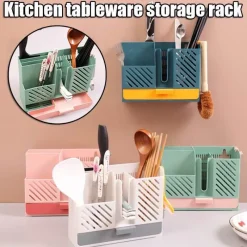 Space Savvy Küche & Esszimmer-Wandmontierter Besteckabtropfer - Küchenmesser-Organizer