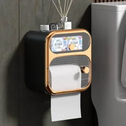 The Blissful Bath Badezimmer-Wandmontierter Toilettenpapier- und Handtuch-Organizer – MultiBox-Aufbewahrungslösung