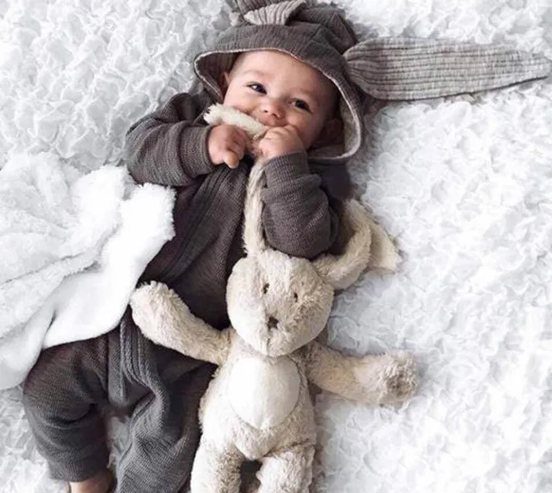 The Decor Haven Babykleidung|Babykleidung-Warmer Strampler mit Hasenohren für Kleinkinder – Winter-Kaninchen-Overall