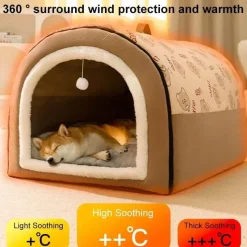 Furendo Haustierzubehör|Haustierbetten-Waschbare Winter-Hundehütte – gemütlicher, warmer Unterschlupf für Haustiere
