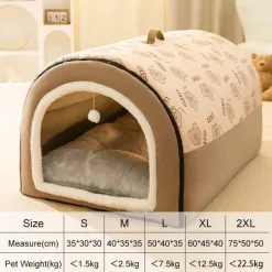 Furendo Haustierzubehör|Haustierbetten-Waschbare Winter-Hundehütte – gemütlicher, warmer Unterschlupf für Haustiere