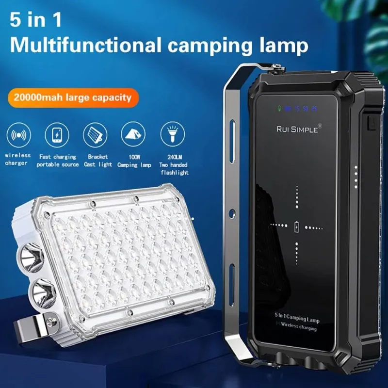 Gear Up u0026 Go Camping-Werkzeuge|Outdoor-Gadgets-Wasserdichte LED-Powerbank - Tragbares Ladegerät mit kabellosem Laden