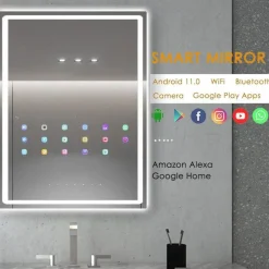 Tranquil Waters Heimwerkzeuge|Badezimmer-Wasserdichter Zauberspiegel mit LED-Touchscreen – intelligenter Kosmetikspiegel