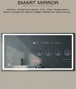 Tranquil Waters Heimwerkzeuge|Badezimmer-Wasserdichter Zauberspiegel mit LED-Touchscreen – intelligenter Kosmetikspiegel