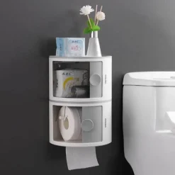 The Blissful Bath Badezimmer-Wasserdichtes mehrschichtiges Toilettenpapierhalter-Regal - Badezimmer-Aufbewahrungs-Organizer