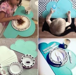 The Decor Haven Küche & Esszimmer-Wasserdichtes Silikon-Tischset – kinderfreundliches Design