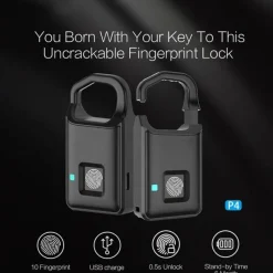 Trail u0026 Beyond Camping Im Freien|Outdoor-Gadgets-Wasserdichtes Smart Lock mit Fingerabdruck – Sicherer schlüsselloser Zugang per Touch