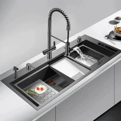 The Culinary Kit Küche & Esszimmer-Wasserfall-Waschtischarmatur mit Touch-Steuerung – Modernes Design