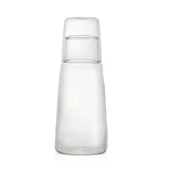 Plates u0026 More Küche & Esszimmer-Wasserkaraffe-Set aus klarem Glas mit Tasse – Trinkgeschirr fürs Bett