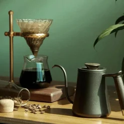 Tom Küche & Esszimmer-Wasserkocher mit Schwanenhals-Aufguss – Kaffeemaschine mit Holzgriff