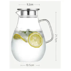 Plates u0026 More Küche & Esszimmer-Wasserkrug aus Glas – 2500 ml Getränkekaraffe mit Deckel