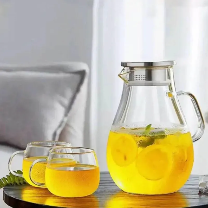 Plates u0026 More Küche & Esszimmer-Wasserkrug aus Glas – 2500 ml Getränkekaraffe mit Deckel