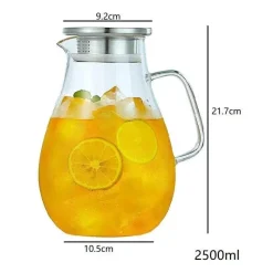 Plates u0026 More Küche & Esszimmer-Wasserkrug aus Glas – 2500 ml Getränkekaraffe mit Deckel