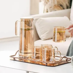 The Cozy Mug Küche & Esszimmer-Wasserkrug und Tassenset aus Glas – Elegantes Trinkgeschirr
