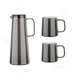 The Cozy Mug Küche & Esszimmer-Wasserkrug und Tassenset aus Glas – Elegantes Trinkgeschirr