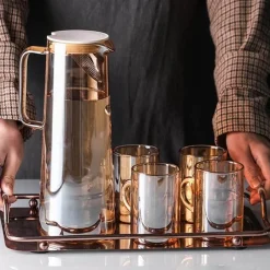 The Cozy Mug Küche & Esszimmer-Wasserkrug und Tassenset aus Glas – Elegantes Trinkgeschirr