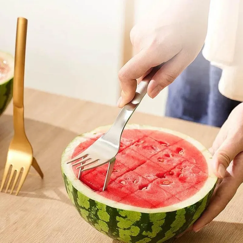 Tom Küche & Esszimmer-Wassermelonenschneider-Gabel - Schneidwerkzeug aus Edelstahl