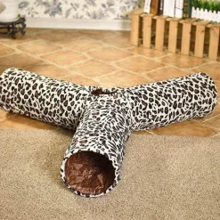 Decor Haustierzubehör|Haustierbetten-3-Wege-Katzentunnel – Katzenspielzeug mit Leopardenmuster