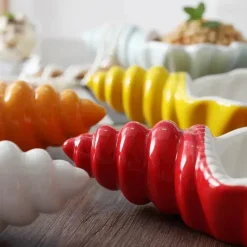 Feast u0026 Flair Küche & Esszimmer-Weißes Conch-Teller-Set – elegantes Porzellangeschirr für Snacks und Desserts