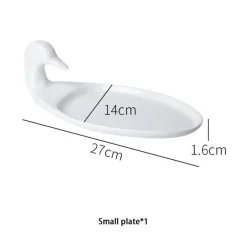 Feast u0026 Flair Küche & Esszimmer-Weißes Keramikteller-Set mit Ente – dekoratives Serviergeschirr