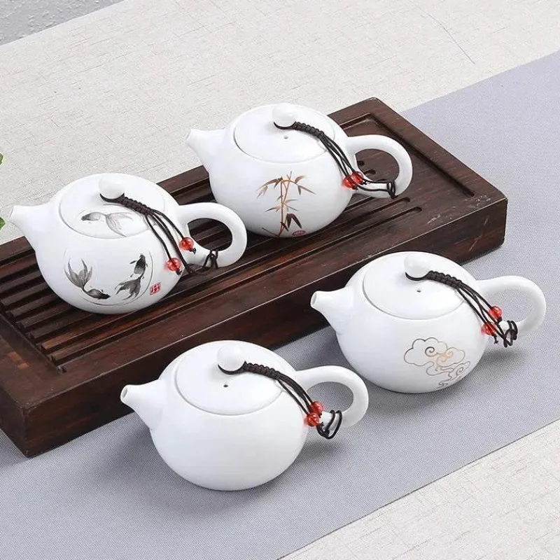 Plates u0026 More Küche & Esszimmer-Weißes, mattes Teekannen-Set aus Keramik – Teegeschirr-Wasserkocher für Tee und Kaffee