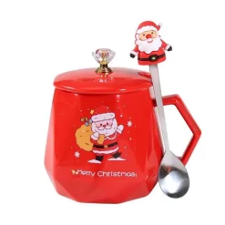 Tom Küche & Esszimmer-Weihnachtliches Keramiktassen-Set mit Weihnachtsmann- und Elch-Motiv