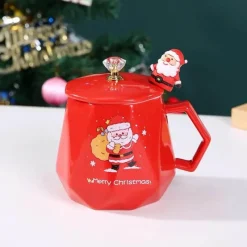 Tom Küche & Esszimmer-Weihnachtliches Keramiktassen-Set mit Weihnachtsmann- und Elch-Motiv