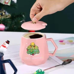 Tom Küche & Esszimmer-Weihnachtliches Keramiktassen-Set mit Weihnachtsmann- und Elch-Motiv