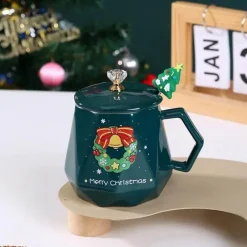 Tom Küche & Esszimmer-Weihnachtliches Keramiktassen-Set mit Weihnachtsmann- und Elch-Motiv