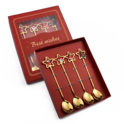 The Culinary Kit Küche & Esszimmer-Weihnachtsgeschirr-Set – 4-teiliges Geschirrset mit „Beste Wünsche“-Design