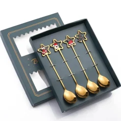 The Culinary Kit Küche & Esszimmer-Weihnachtsgeschirr-Set – 4-teiliges Geschirrset mit „Beste Wünsche“-Design