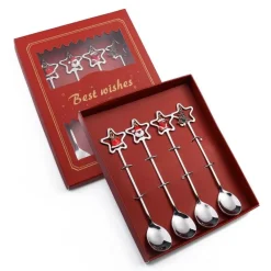 The Culinary Kit Küche & Esszimmer-Weihnachtsgeschirr-Set – 4-teiliges Geschirrset mit „Beste Wünsche“-Design