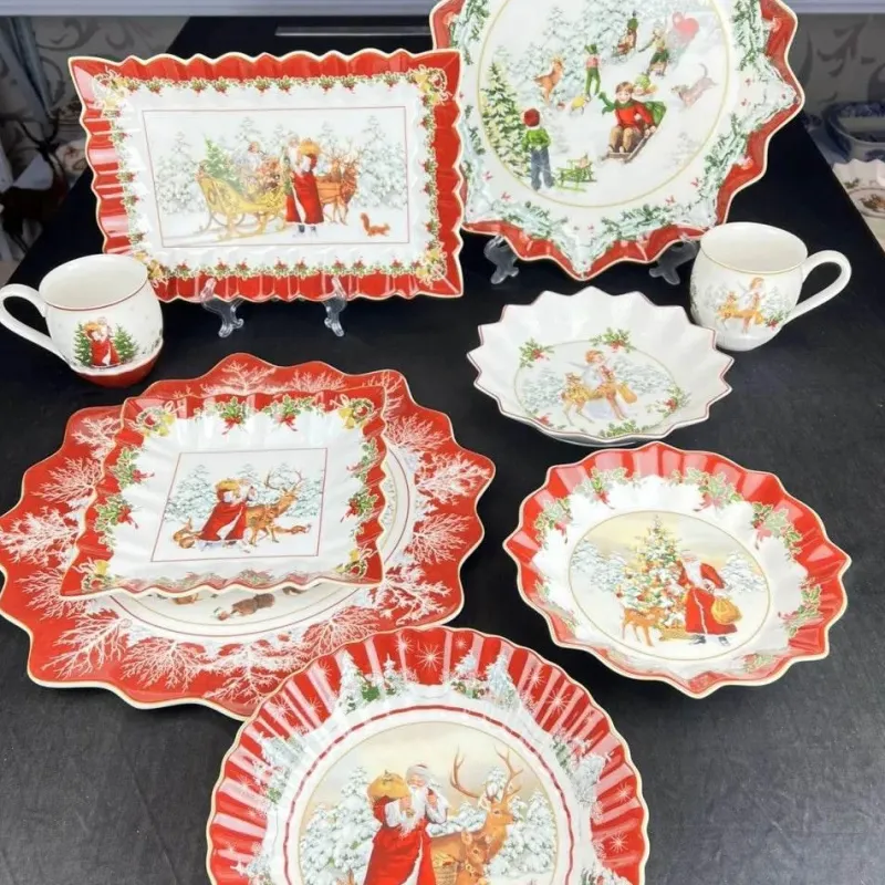 Elegance at the Table Küche & Esszimmer-Weihnachtsgeschirr-Set - Teller, Tassen, Schüsseln