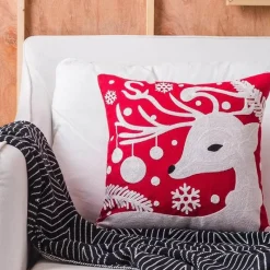 The Cushion Corner Bettzeug-Weihnachtskissenbezüge mit Schneeflocken und Elchmotiv – Festliche dekorative Kissenbezüge