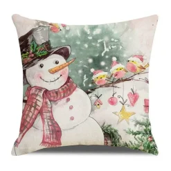 Pillow Haven Bettzeug-Weihnachtskissenbezug - Weihnachtsmann und Schneemann - Weihnachtsdekor